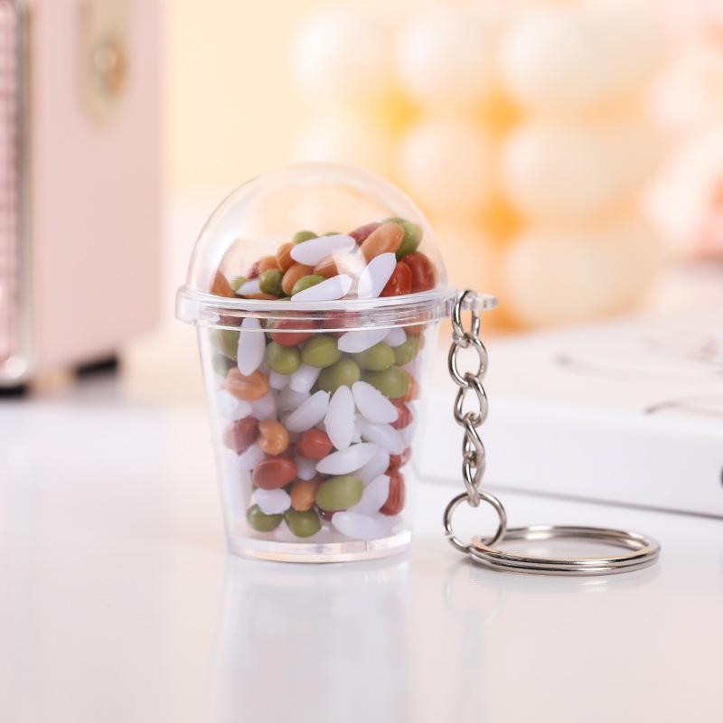Influencer Shaker Cup Keychain: Toy Food Pendant for Students & Couples