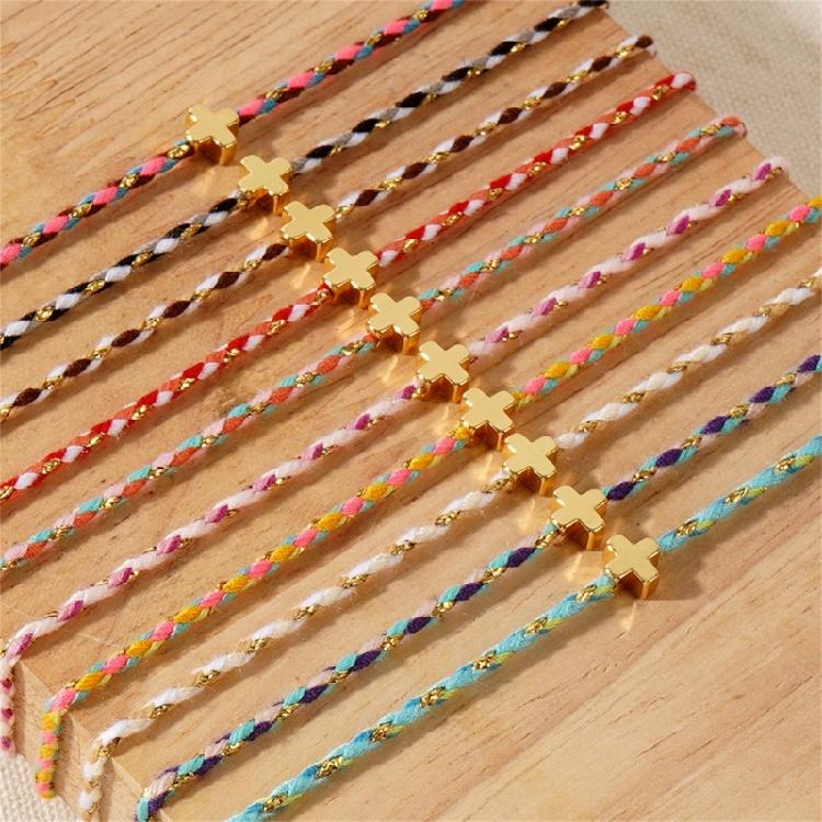 Bohemian Inspire Cotton Rope Crosses Bracelet Adjustable Designs Jewelry Accessory for Trendy Adults Everyday Wear
