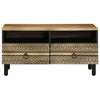  Stolik kawowy, czarny, 80x54x40 cm, lite surowe drewno mango