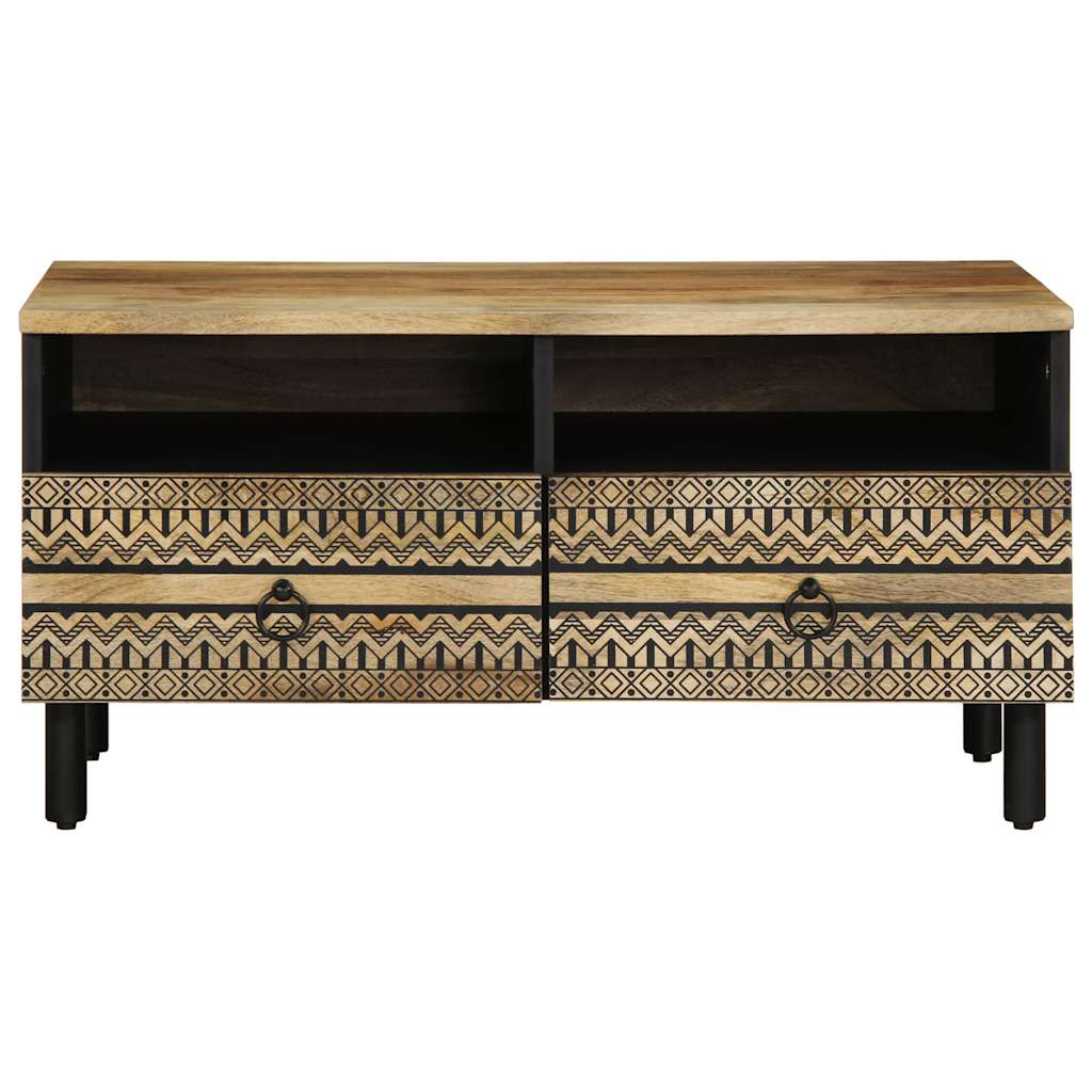  Stolik kawowy, czarny, 80x54x40 cm, lite surowe drewno mango