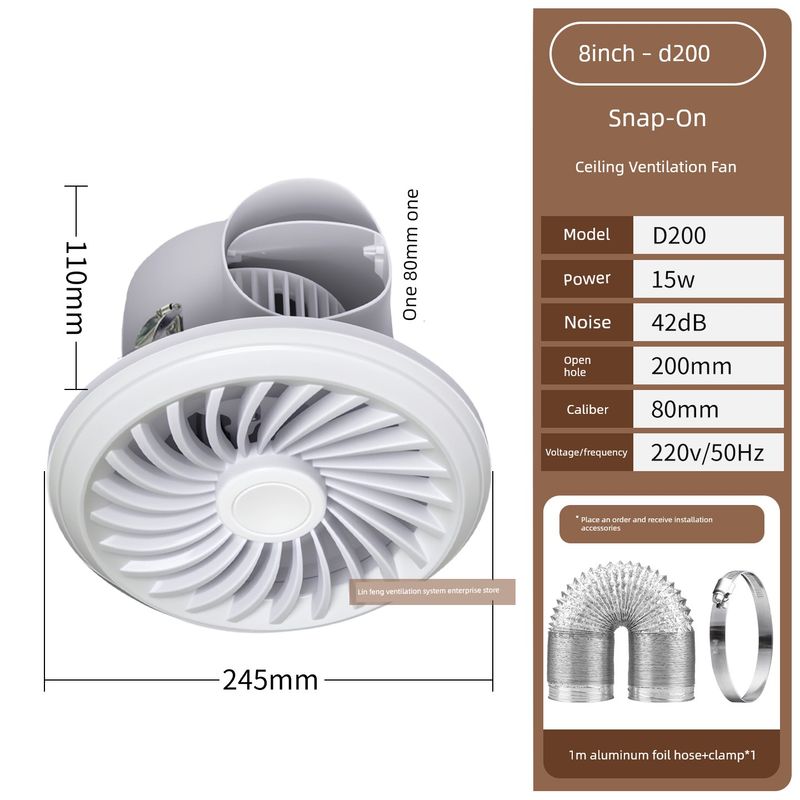 Ceiling Exhaust Fan for Bathroom, Gypsum Board Honeycomb Panel Snap-On Ventilation Fan, Special Ceiling-Mounted Exhaust Fan, Powerful