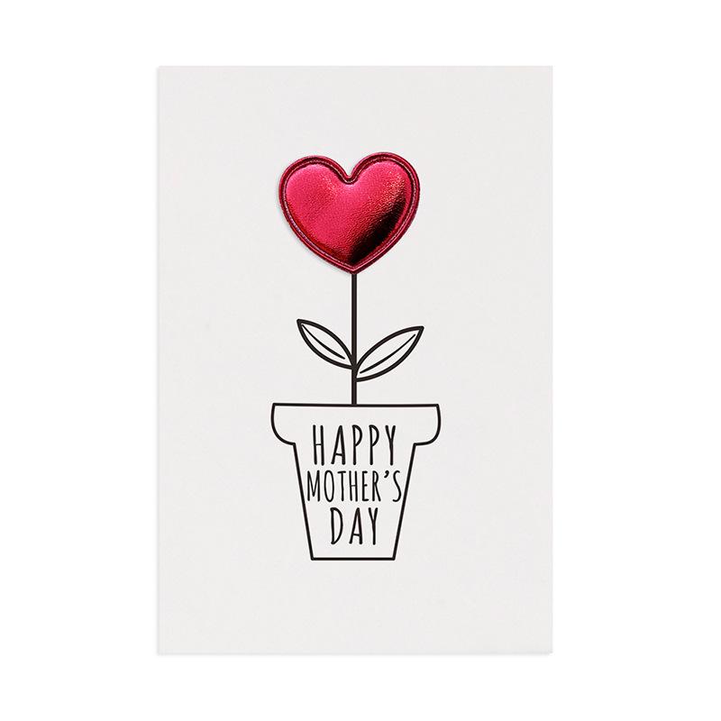 

1pc Mother s Day Card with Leather 3D Heart Design - A Unique and Elegant Gift for Mom, Blank Inner Page, Expressing Blessings