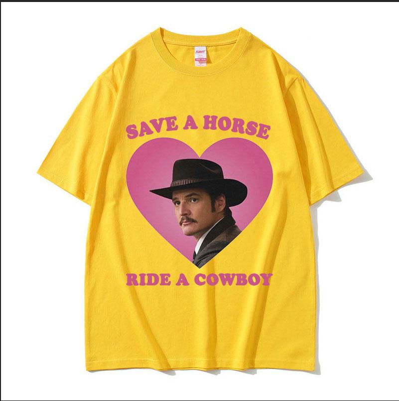 

Pedro Pascal Save The Horse Ride A Cowboy Graphic T Shirts Women High Quality Casual Fashion T-shirt Tops 4XL