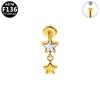 Gaibei European-American G23 Titanium Star Pendant 3D Stud Earrings for Ear Cartilage