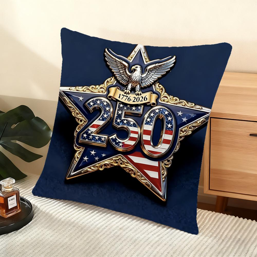250Th Anniversary Of The Usa Cushion Cover Soft Short Plush Pillow Cover Smooth Cozy Texture Aesthetic Cushion Case Home Decor