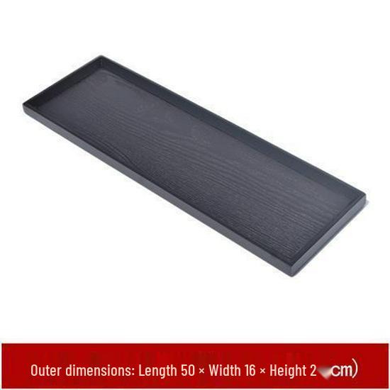 Rectangular Japanese Black Wooden Serving Tray - Solid Wood Plate for Dinner, Tea, or Water Cups. Perfect for Retro Restaurant Decor.