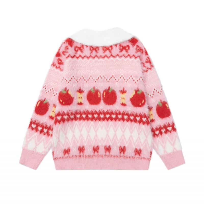 Korean Style Preppy Cute Cartoon Y2K Contrast Color Polo Sweater Teens