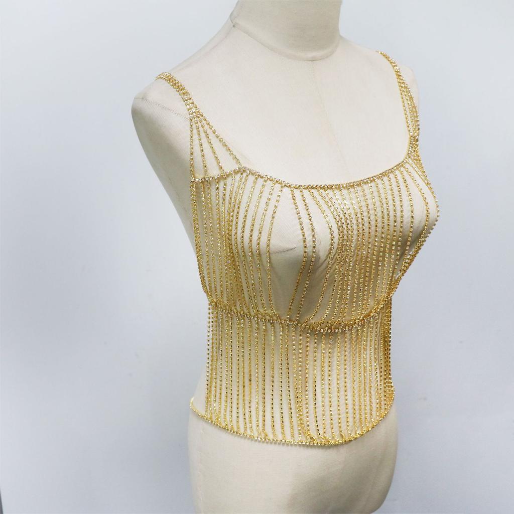 European And American Jewelry, Simple Chain Rhinestone Chest Chain, Sexy Nightclub Party Wear Chest Jewelry