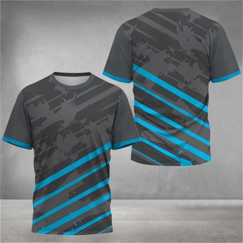 round-neck striped short-sleeved shirt for summer 2026, breathable and quick-drying sports short-sleeved shirt