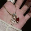Retro Letter Necklace Light Luxury Red Temperament Love Zircon Letters