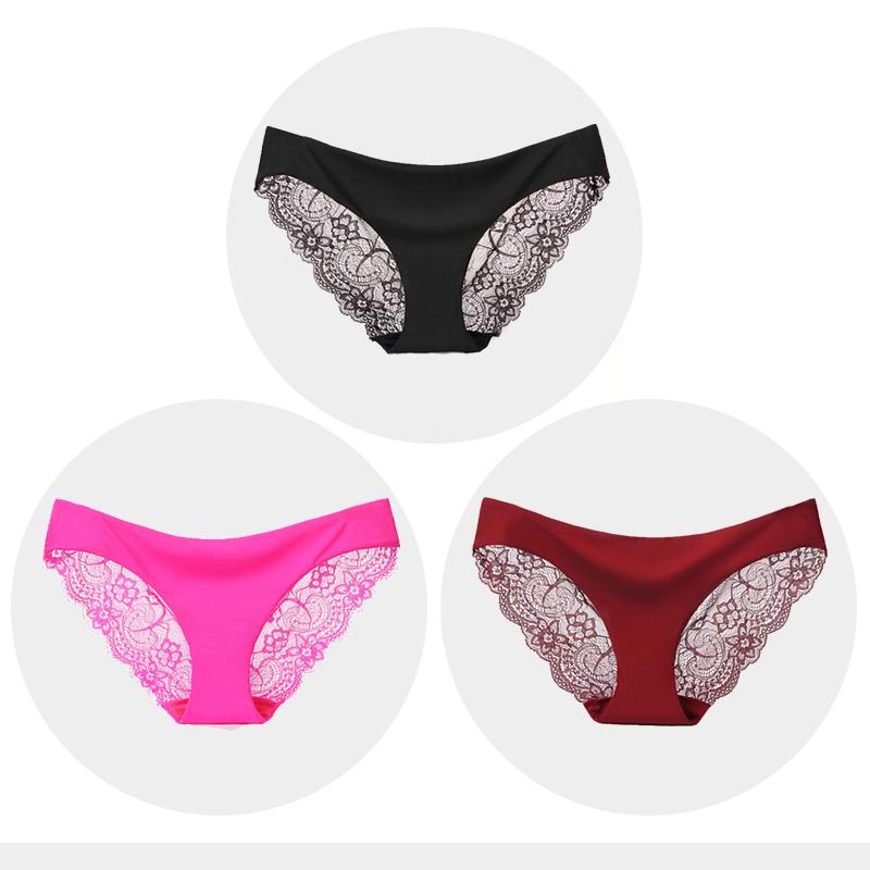 Women's Seamless Underwear Leopard Intimate Women Sexy Lace Black Floral Panties Seamless Panty 3 Pcs/set