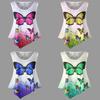 Stylish Women Sleeveless Butterfly Print Lace Patchwork T-shirt For Summer Chic