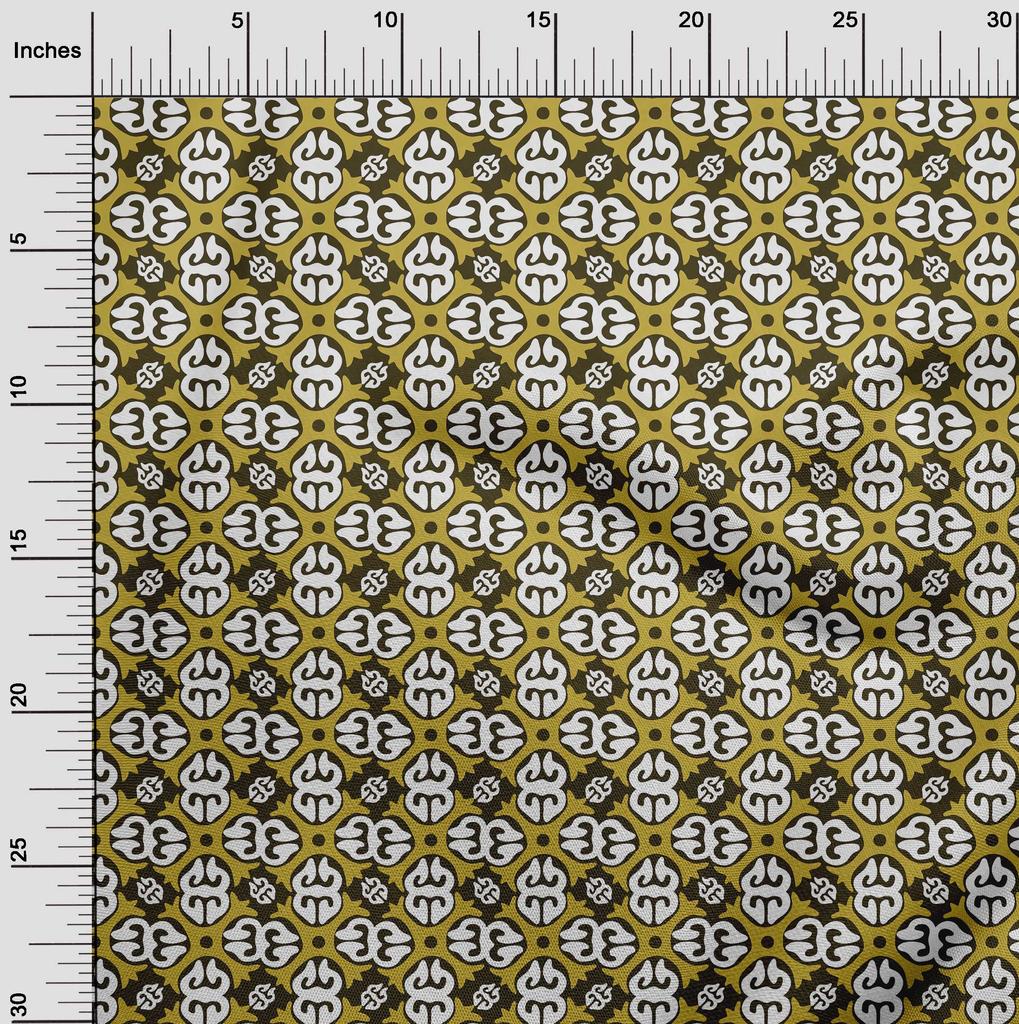 oneOone Cotton Flex Dark Olive Green Fabric Abstracts Dress Material Fabric Print Fabric By The Yard 40 Inch