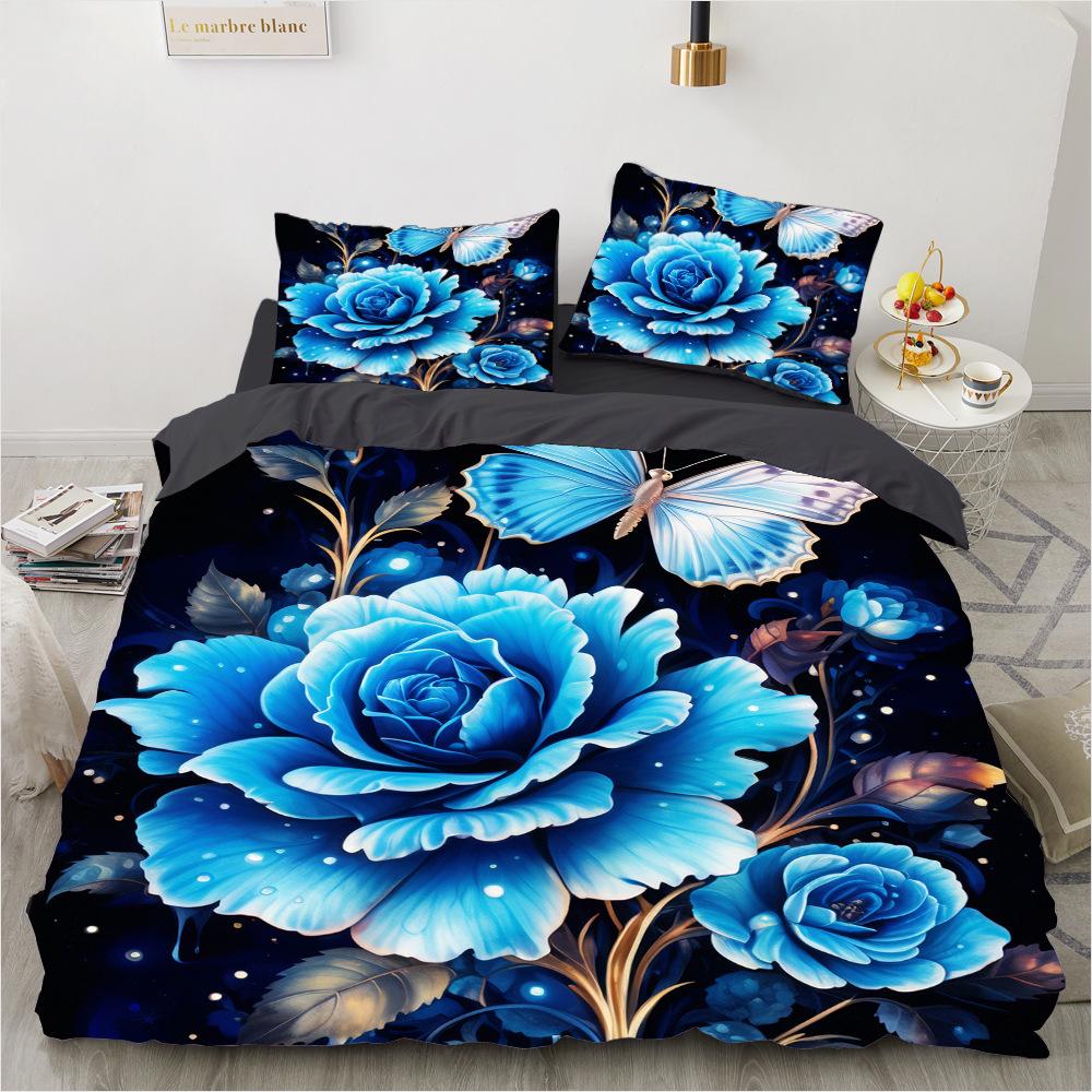 Bedding Set Digital Print Comfortable Duvet Cover for Home Bedroom Decoration, 1 Duvet Cover and 2pillowcase with Zippers