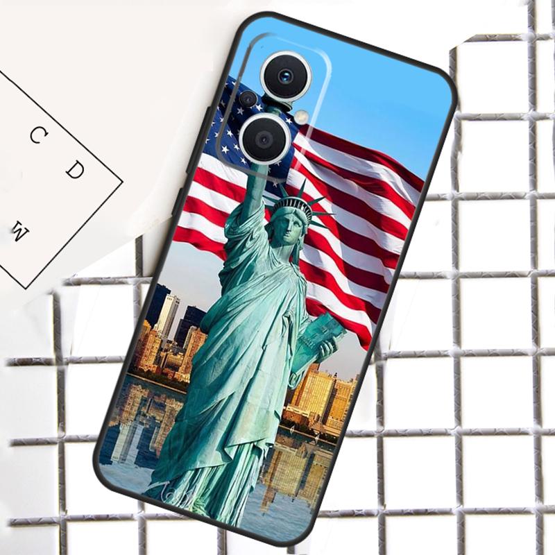 

Флаг Америки Статуя Свободы Для OPPO Reno 13F 12F 14F 11F 10 11 12 13 14 Pro 8T 7 8 Lite OPPO Find X9 X8 X6 X5 Pro Чехол OPPO Reno8 T 4G