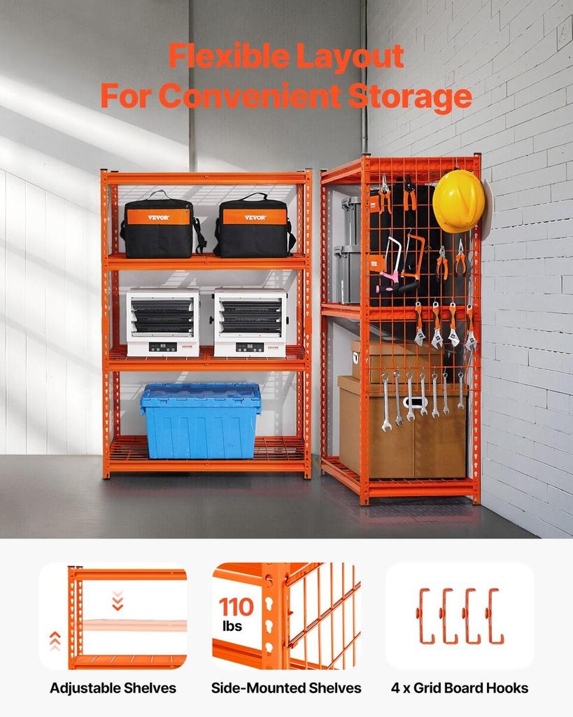 Storage Shelves 4 Tier Adjustable Heavy Duty Garage Shelving Unit 2400 lbs