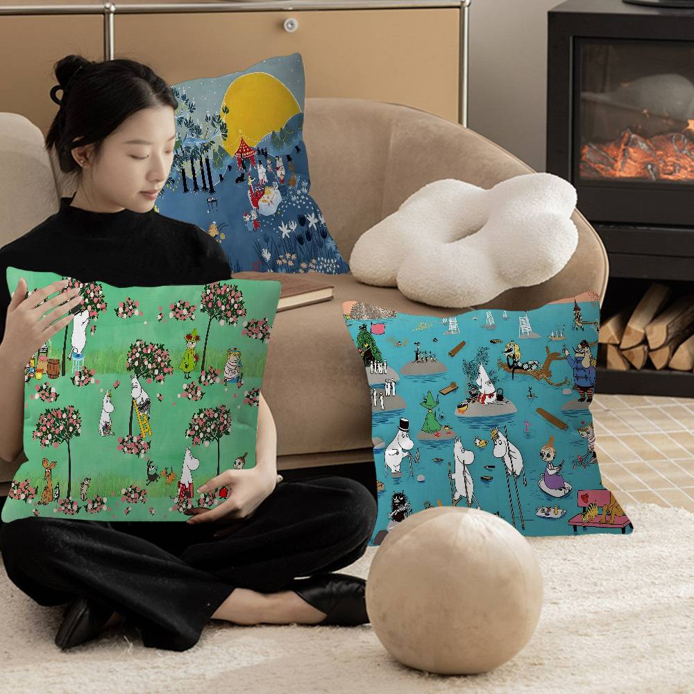 Jmg Clothing Unisex Cute M-Moomins Cushion Cover Pillowcase Upholstery Sofa Throw Pillow Home Decor Pillowcas