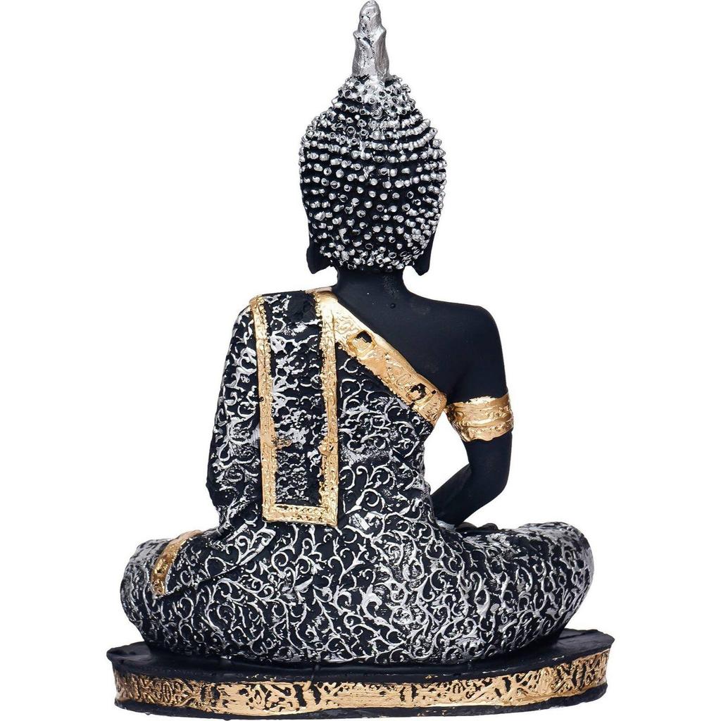 Meditating Buddha Statue For Home Decor Idol/Showpiece Decorative Showpiece - 17 cm  (Polyresin, Silver)