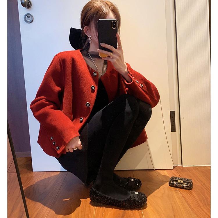 Shallow mouth sparkling beads bow temperament small thick sole one pedal single shoes female winter