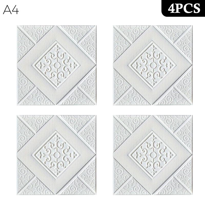 1/4Pcs 3D Foam Ceiling Self-Adhesive Anti-Collision Wall Stickers Waterproof Peel And Stick Background Wallpaper Bed Room Decor