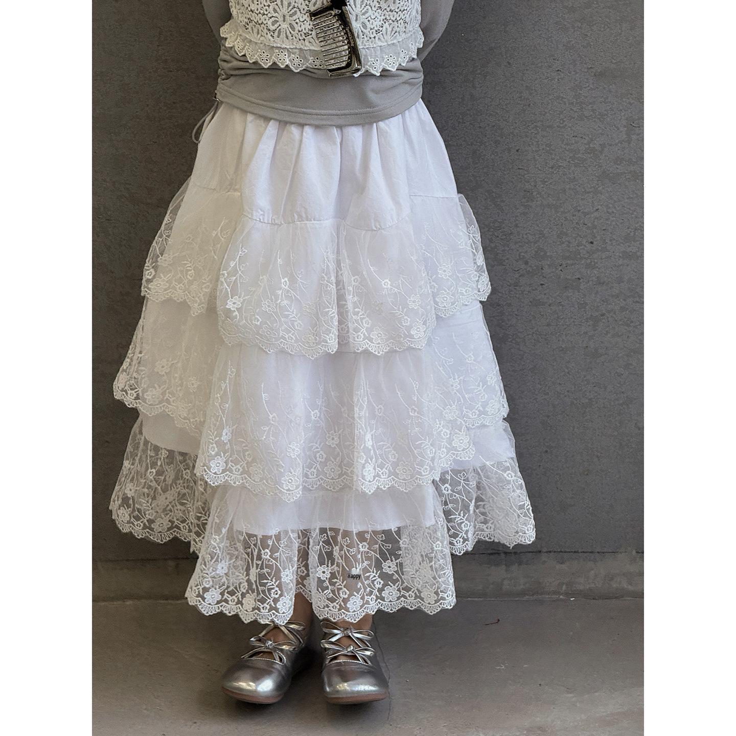 

Autumn 2025 Girls Lace Trim Cake Skirt: Fashionable Princess Dress for Little Girls Size 150 for height 140-150cm