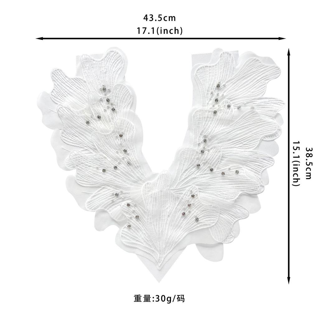 Exquisite Organza Nail Drill Hollow Lace Mesh Front Collar Cloth Sticker Clothing Dress Wedding Decoration Cloth Sticker Accessories