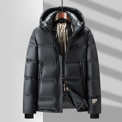Zimowa Nowa Czarno-Złota Kurtka Puchowa Męska Moda Casual Krótkie Czapki Zdejmowane Ciepła Męska Kurtka Puchowa