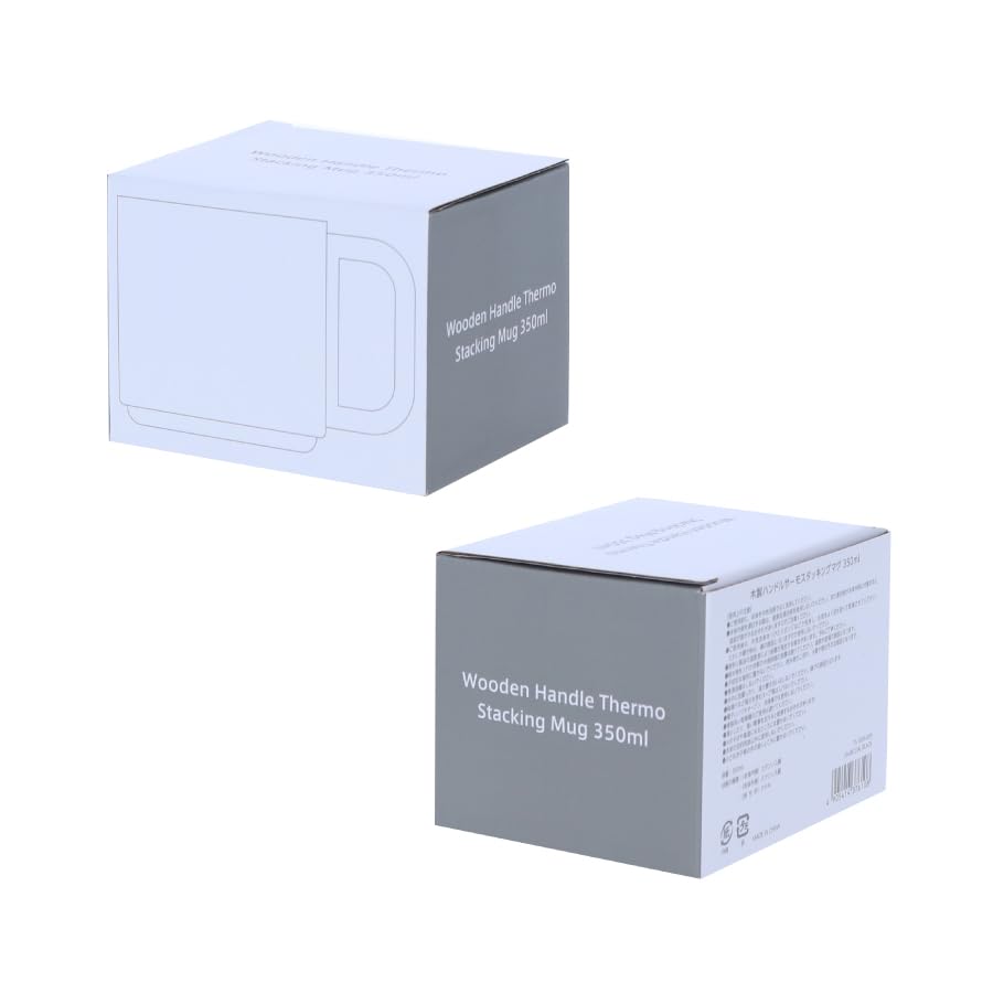 Stackable Wooden Handle Thermo 350ml Insulates Hot Cold Perfect for Camping and Outdoor Activities Mug, Stackable, & Drinks, Unbreakable, (White)