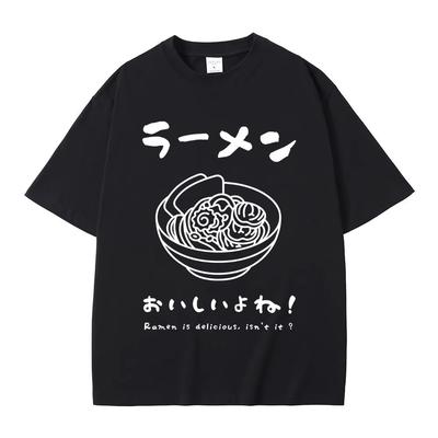 RaUnisex T Shirt Food Lover Kawaii Japanese Style Streetwear Foodie Noodle Tshirt Unisex Women Cotton Oversized Short Sleeve Tshirts