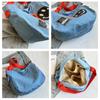 2024 New Korean Style Women's Denim Crossbody Bag: Artistic Smiley Face Canvas with Wide Shoulder Strap