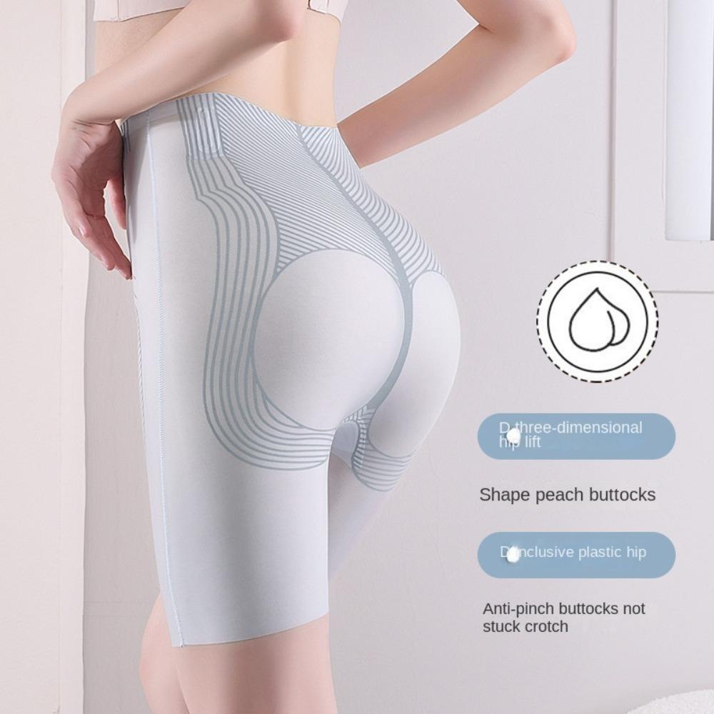 High Waist Ice Silk Girdle Panties Shapewear Lace Floral Briefs Butt Lifter Underpants Postpartum
