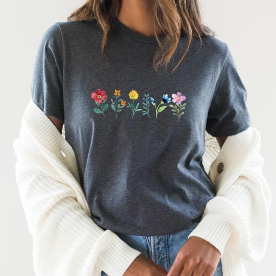 Women's Floral Trend Printed Fashion Cotton T-shirt