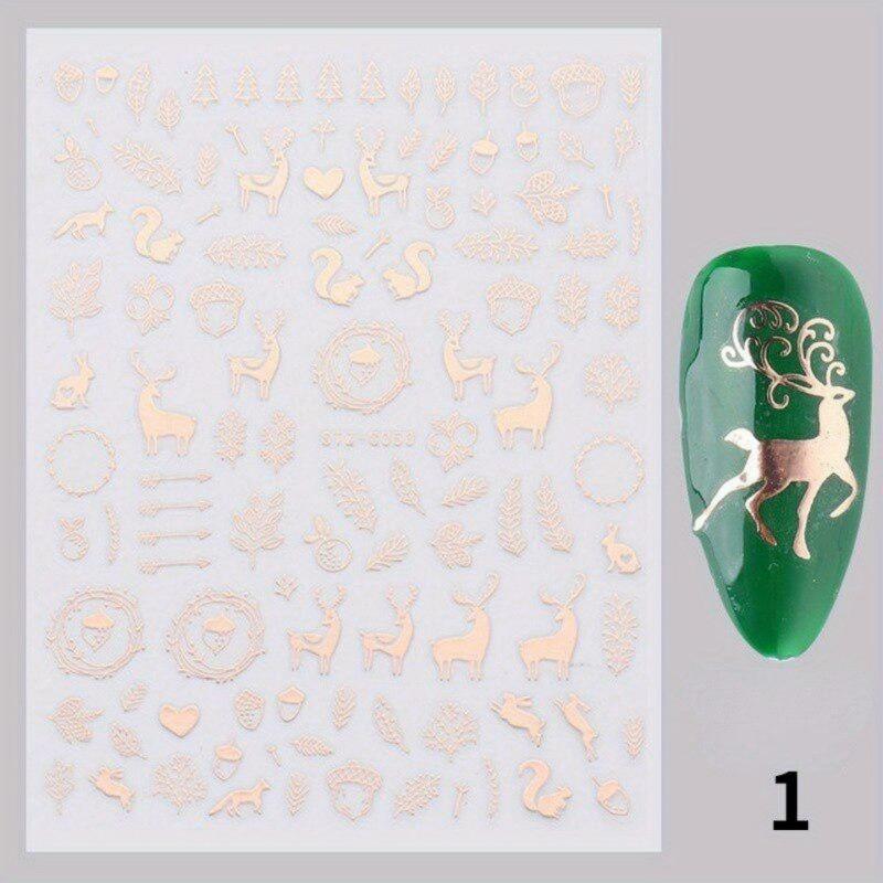 3D Nail Art Sticker Christmas Sticker Nail Rose Gold Glitter Snowflake Applique Nail Manicure Winter