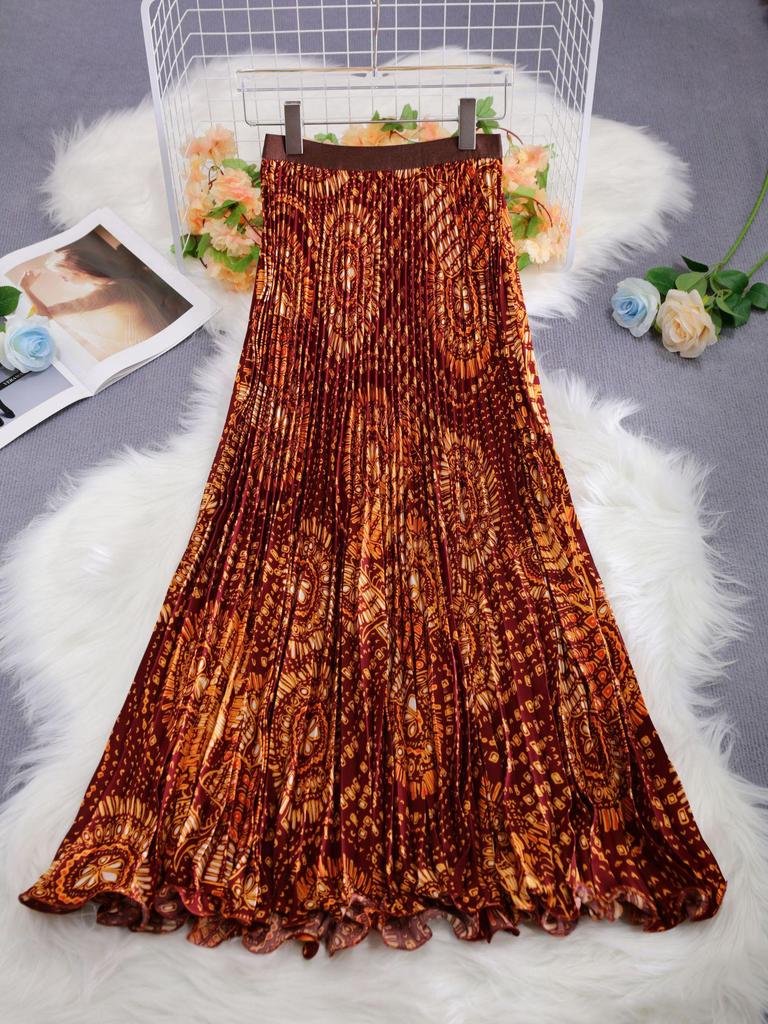 Japanese-Korean Chiffon Pleated High Waist Skirt - Comfortable, Casual, Slimming, Wide Hem Long Skirt