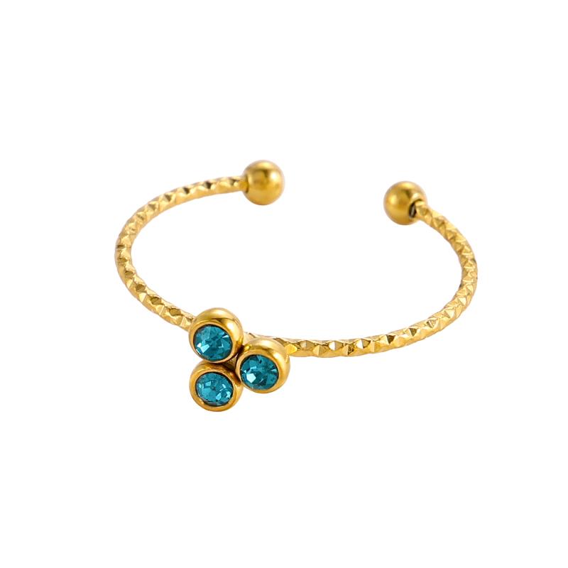 

CARLIDANA Summer Gold Plated Colorful Zircon Crystal Ring Stainless Steel Adjustable Open Ring Women Gift Fashion Jewelry resizable