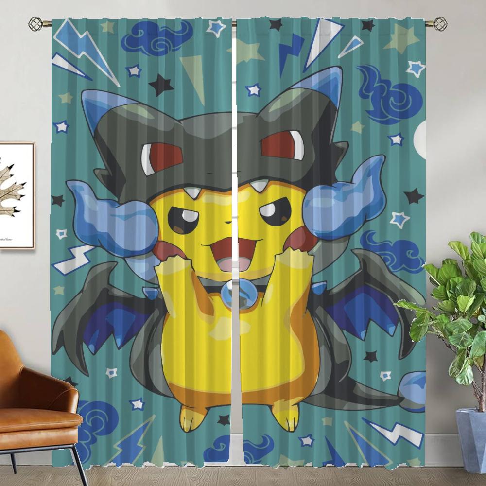 

Оконная штора для комнаты 2 панели Покемон Современные шторы для гостиной Домашние шторы для интерьера Украшение на Хэллоуин Шторы-перегородки W50xH70cmx2pcs-CL