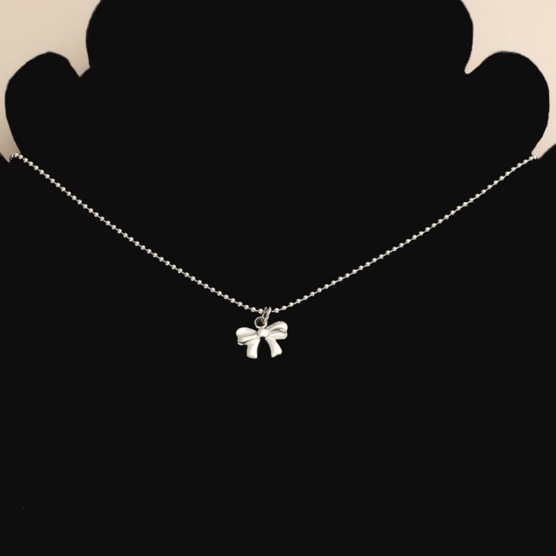 Geometry Bowknot Pendant Necklace Sweet Cool Clavicle Chain Necklace Jewelry