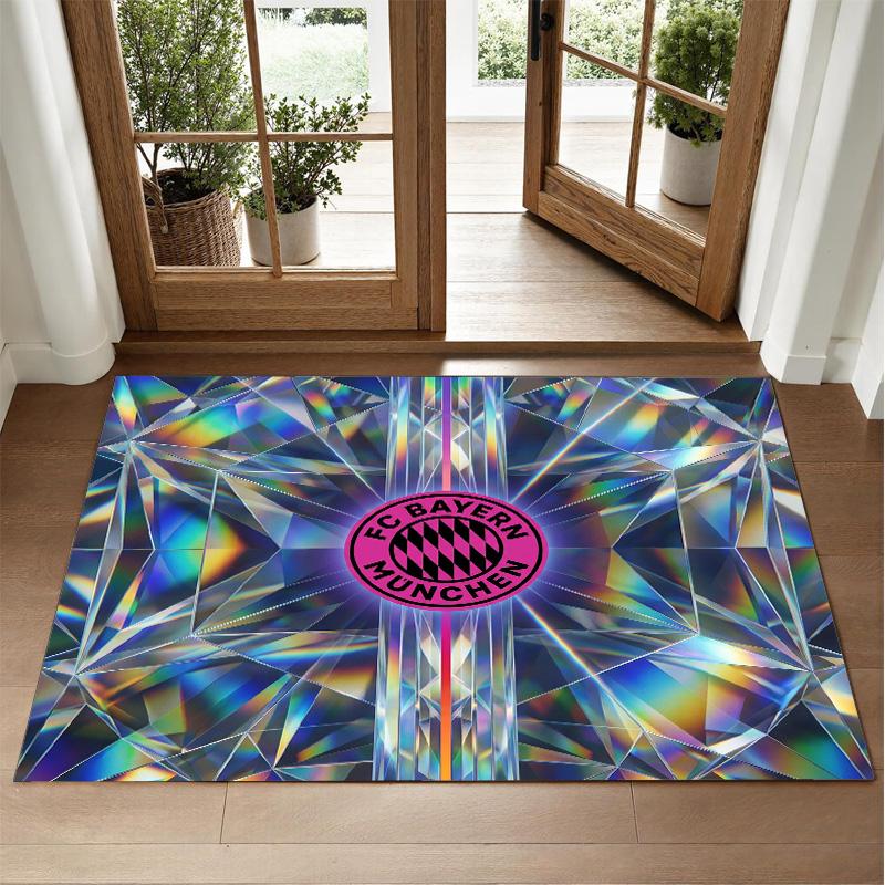 Bayern Munich Design Crystal Velvet Rug Soft Decorative Mat for Bedroom Entrance