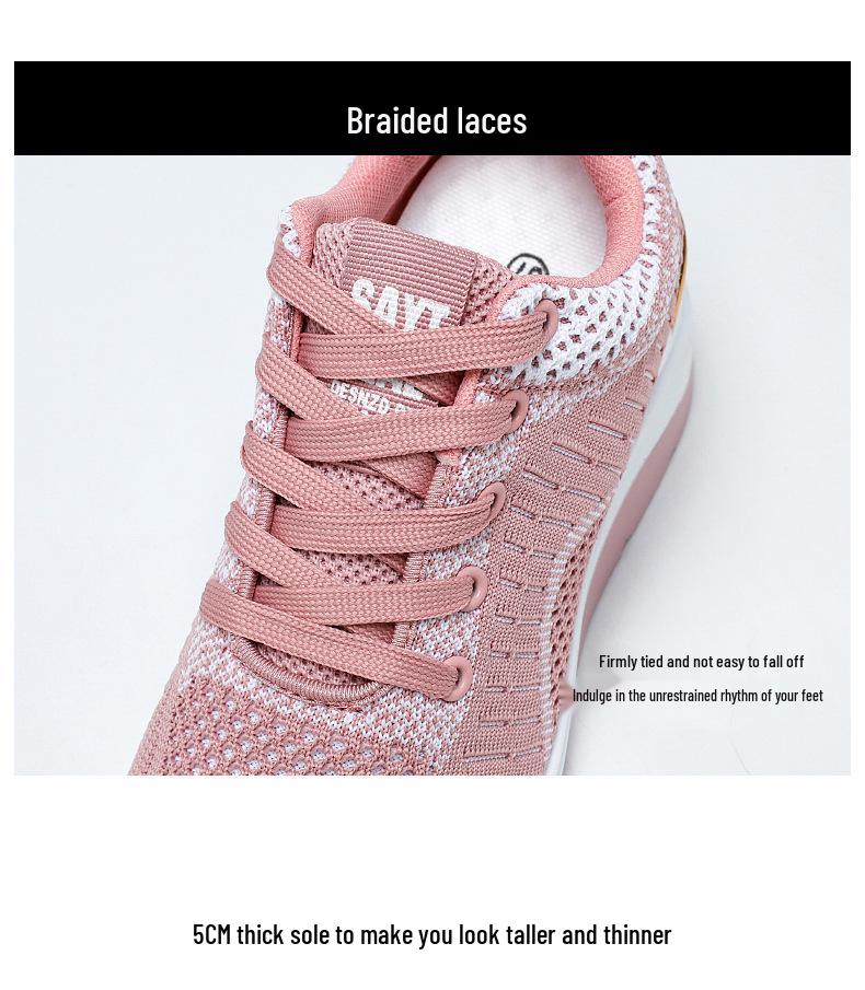 Women's Spring Breathable Thick Sole Sneakers with Hidden Lift