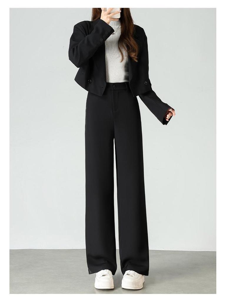 Damen Schwarze Schlankmachende High-End Weitbein Anzughose - Frühjahr 2025 Kollektion