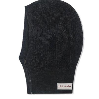 OIOI COLLECTION Zip-up Knit Balaclava [BLACK]