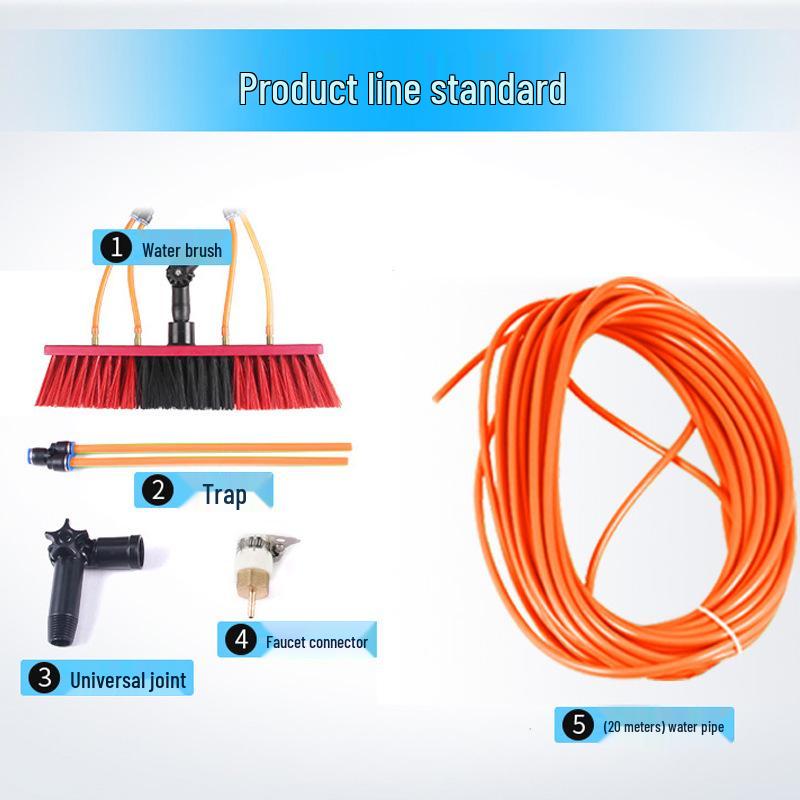 Portable Telescopic Solar Panel Cleaning Brush with Water Flow