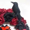 Halloween Skull Wreath With Red Roses Crow Decorations Party Home Door Wall Display