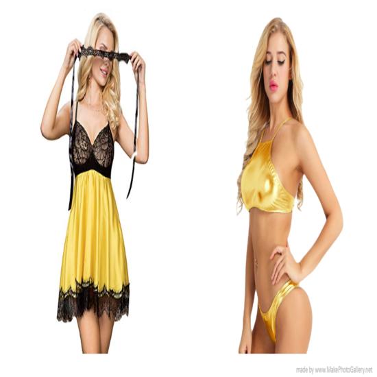 Ladysta Damen Baby Doll Nachthemd & Damen Bikini Dessous Set Einheitsgröße (S, M, L)