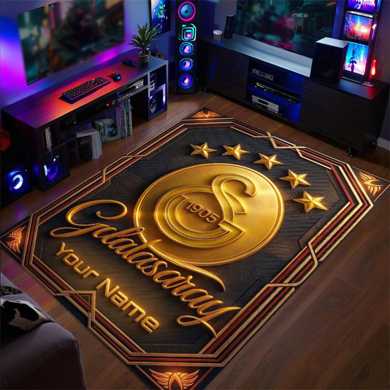 Crystal Velvet Rug Galatasaray FC Print Custom Name Text Floor Mat Home Decor