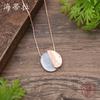 Color painted oil round snake bone chain pendant, simple folding round women's versatile necklace