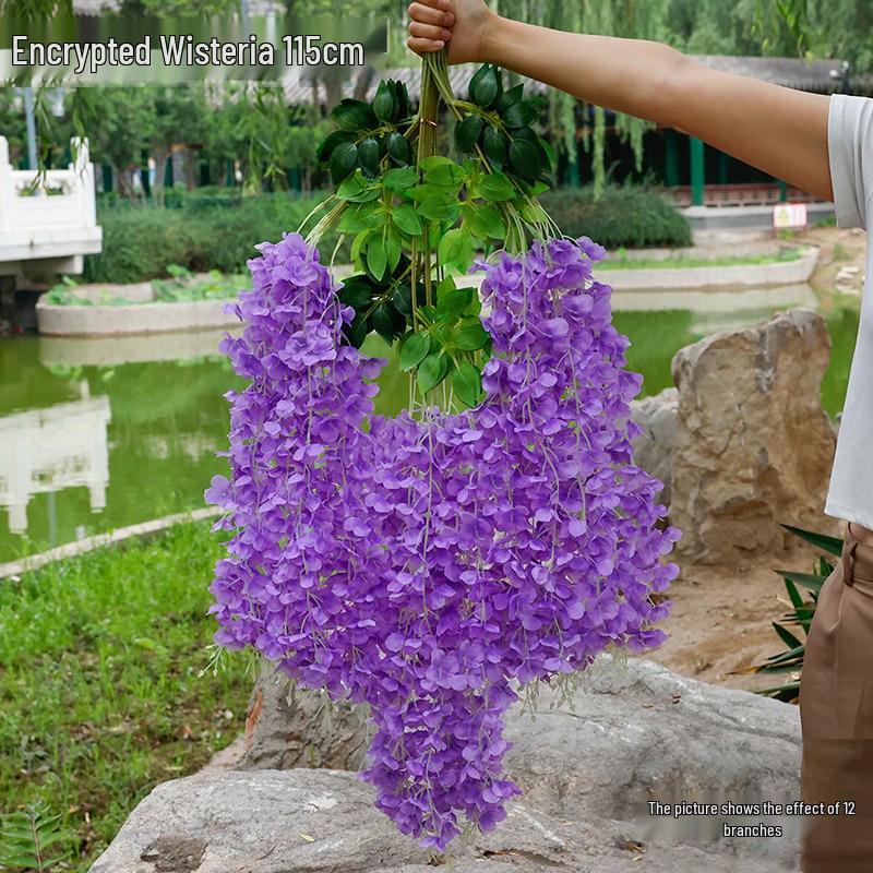 Artificial Wisteria Flower Garland: Violet Hanging Silk Vine for Weddings and Ceiling Decor