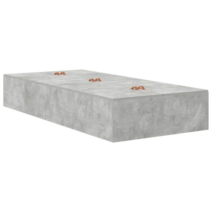 Lit de rangement vidaXL Gris béton 100x200 cm 3335352