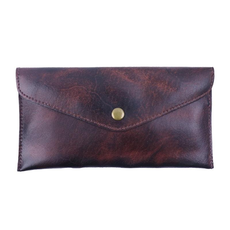 New Top Layer Cowhide Phone Bag for Women, Simple Vegetable Tanned Leather Wallet, Cowhide Wallet, Envelope Bag for Men