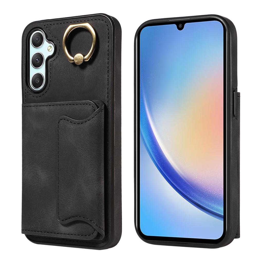 For Samsung Galaxy A34 (5G) Ring Bracket Card Holder Slots Cover Phone Case